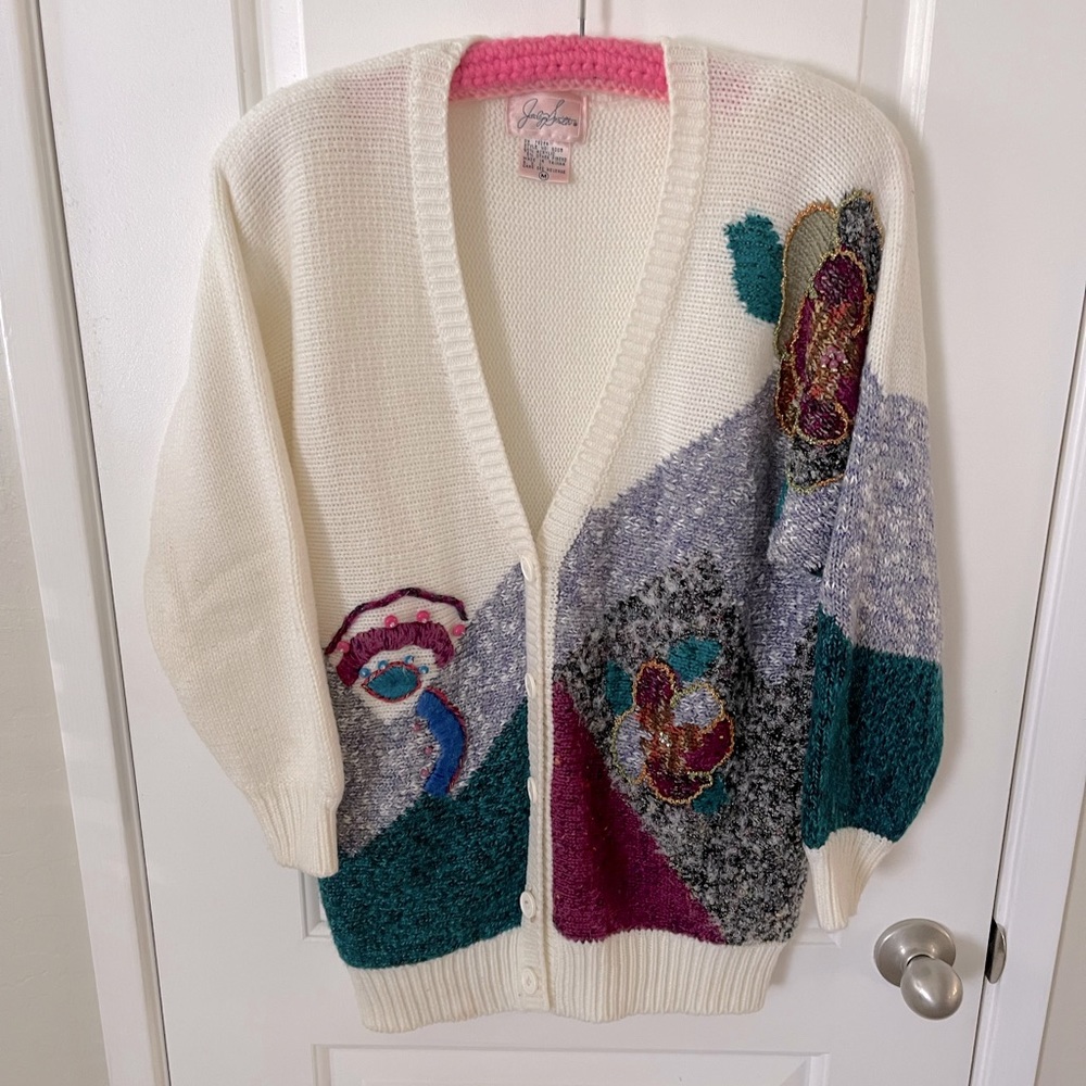 Vintage Jocelyn Smith floral granny sweater cardigan